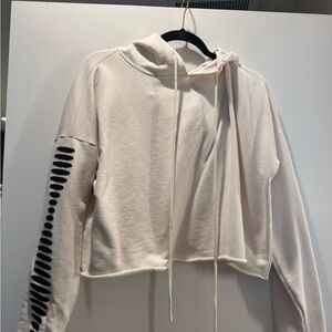 ALO Yoga Cream Hoodie with Black Detail